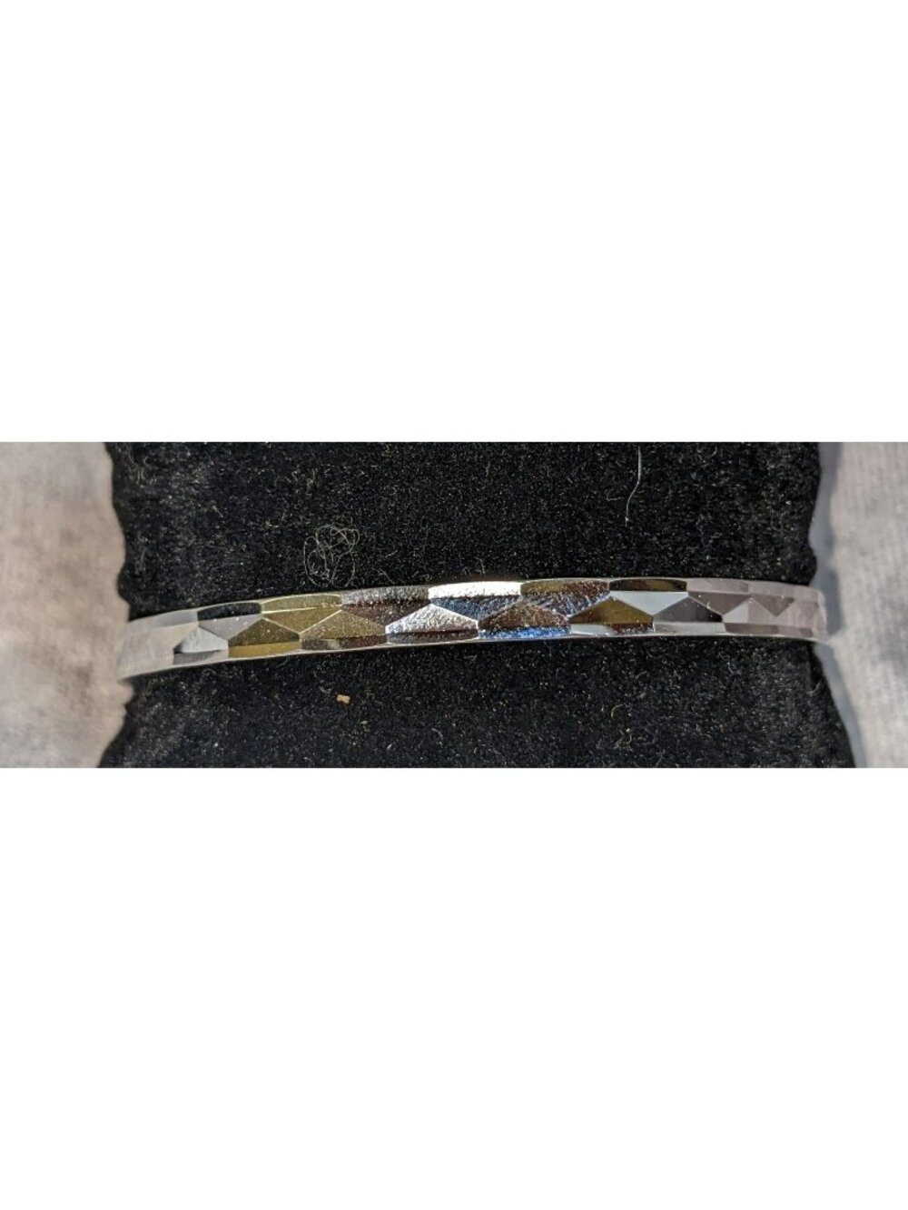 Mod Geometric Vintage Monet Silver Tone Faceted Cuff Bracelet